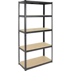 RACK & PACK - Estante Mueble Metálico 5 Niveles Repisas Café Perfil Negro 180x90x40 Cm Soporta 180 Kg