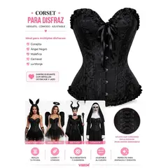 GENERICO - Corset Disfraz Ajustable Negro