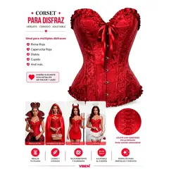 GENERICO - Corset Disfraz Ajustable Rojo
