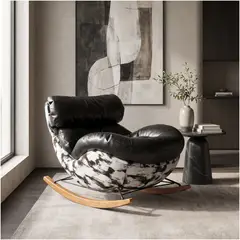 HOMER DESIGN - Sillón Alessia Mecedor Silla Mecedora Sitial Individual Negro Liso
