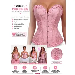 GENERICO - Corset Disfraz Ajustable Rosado