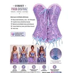 GENERICO - Corset Disfraz Ajustable Lila Con Celeste