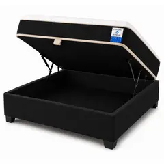 VITELIO - Base Cama Baúl 1 Plaza + Colchon Negra
