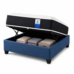 VITELIO - Base Cama Baúl 1 Plaza + Colchon Azul