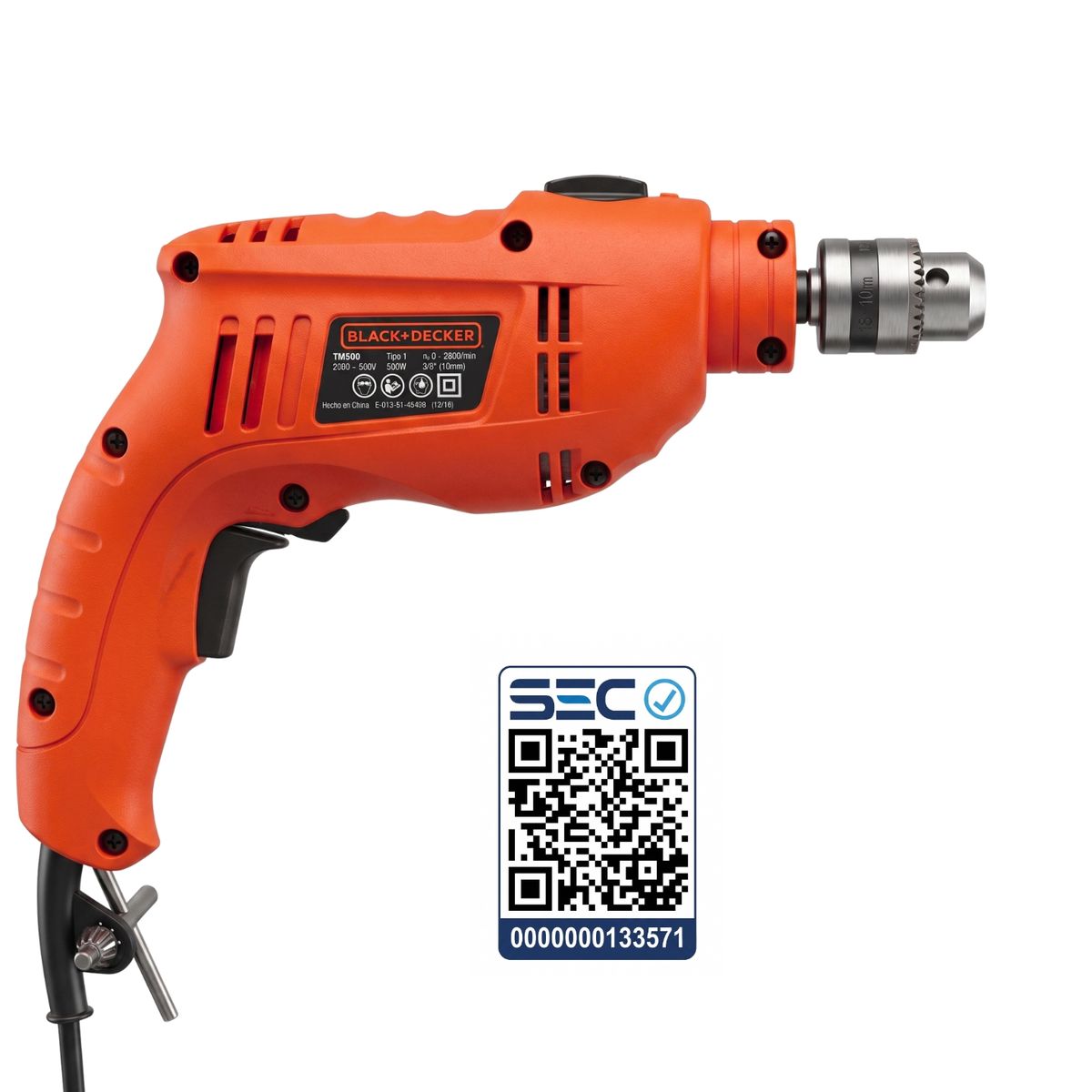 BLACK+DECKER - Taladro Percutor Black&Decker 550W 3/8 Certificado Sec