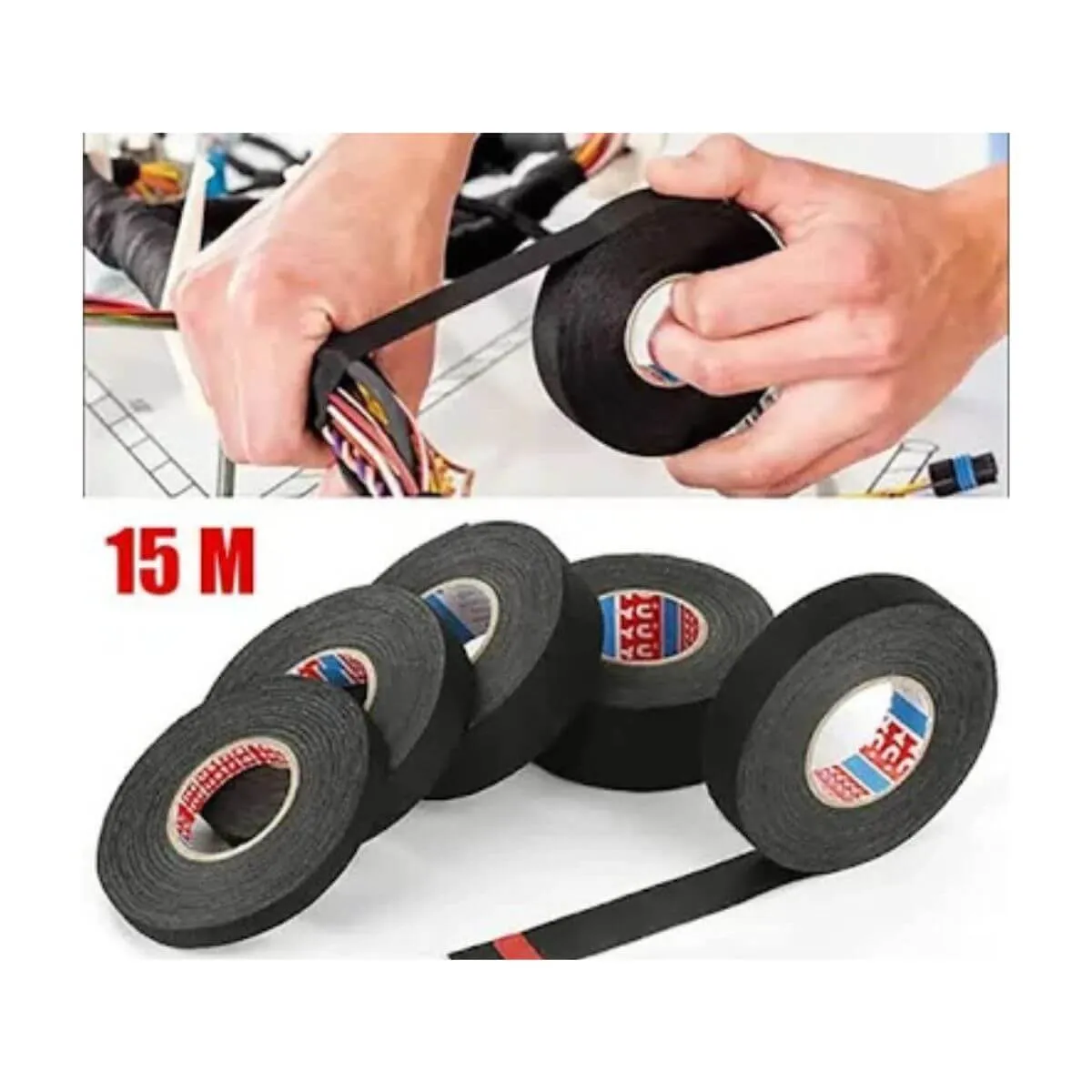 GENERICO - Cinta Arnes Cables Resistentes al Calor, Cable Fijo Cinta de Tela, Electrica, Automotriz 19mm x 15m