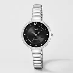QYQ - Reloj Q&Q para dama - F611J202Y - analógico negro y plateado