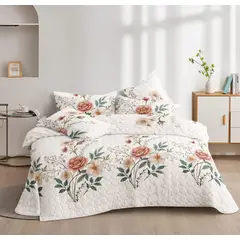 GENERICO - Cobertor Quilt de Verano 2 plazas Cubrecamas Diseño Flores TF650