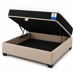 VITELIO - Base Cama Baúl 1 Plaza + Colchon Beige