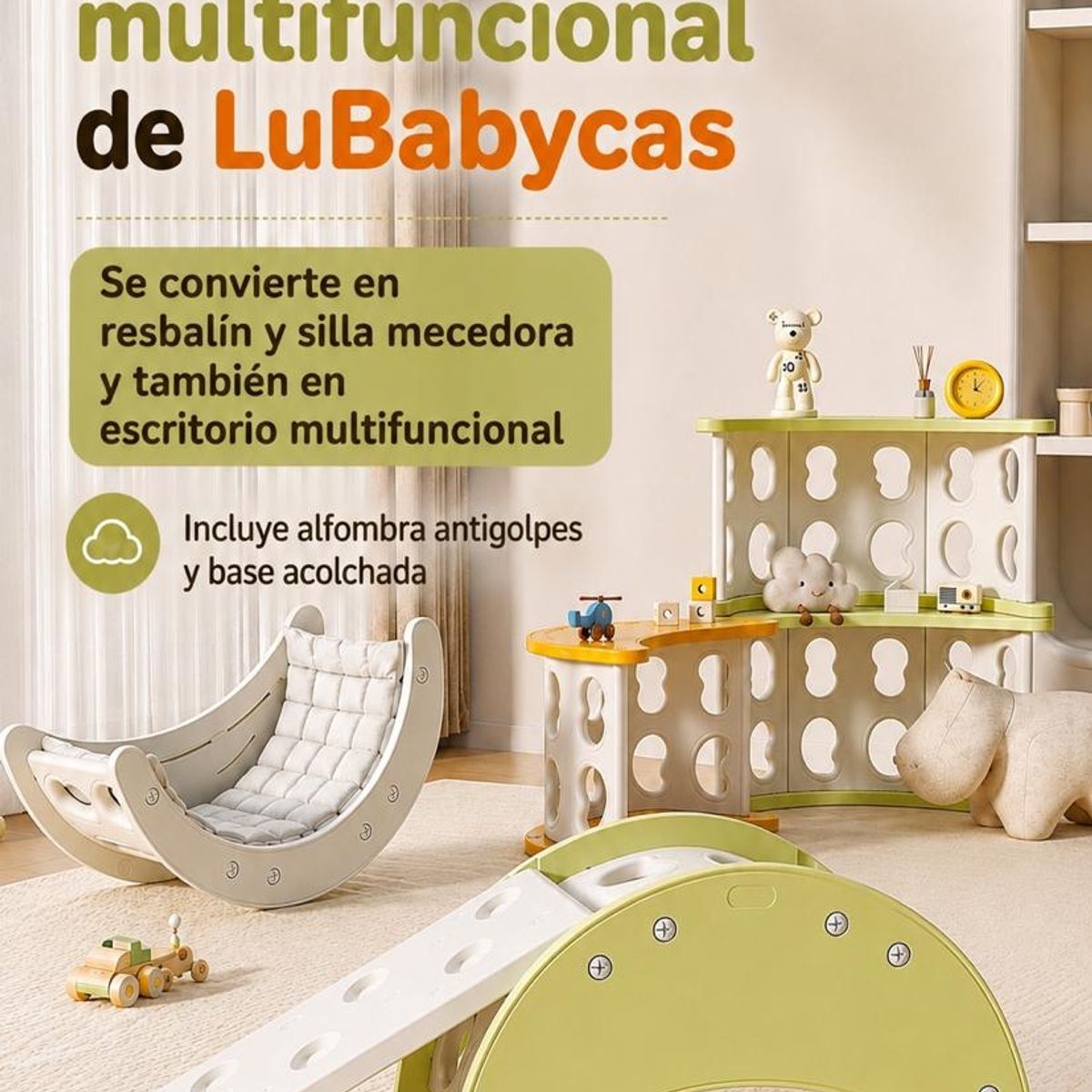 LUBABYCAS - Juguete Escalador Niños LuBabycas Y Alfombra Luna LuBabycas