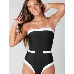 DAIKIRI BIKINIS - Traje de Baño Daikiri Mujer Sorrento Negro Blanco Protección UV50+