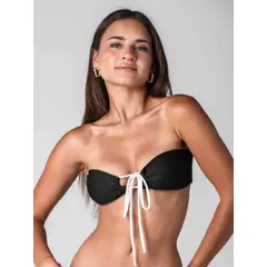 DAIKIRI BIKINIS - Top de Bikini Daikiri Mujer Strapless Amarras Negro Blanco Protección UV50+
