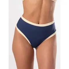 DAIKIRI BIKINIS - Bottom de Bikini Daikiri Mujer Calzón Tiro Alto Sin Elasticos Azul Marino Crema Protección UV50+