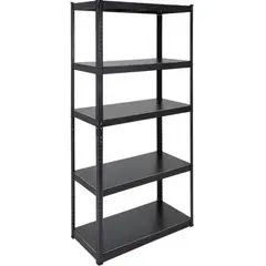 RACK & PACK - Estante Rack Metálico 5 Niveles Negro 180x90x40 Cm Soporta 180 Kg