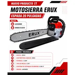 ERUX - Motosierra De 20 Pulgadas Mezclera 52cc Erux- Lic JAPONES