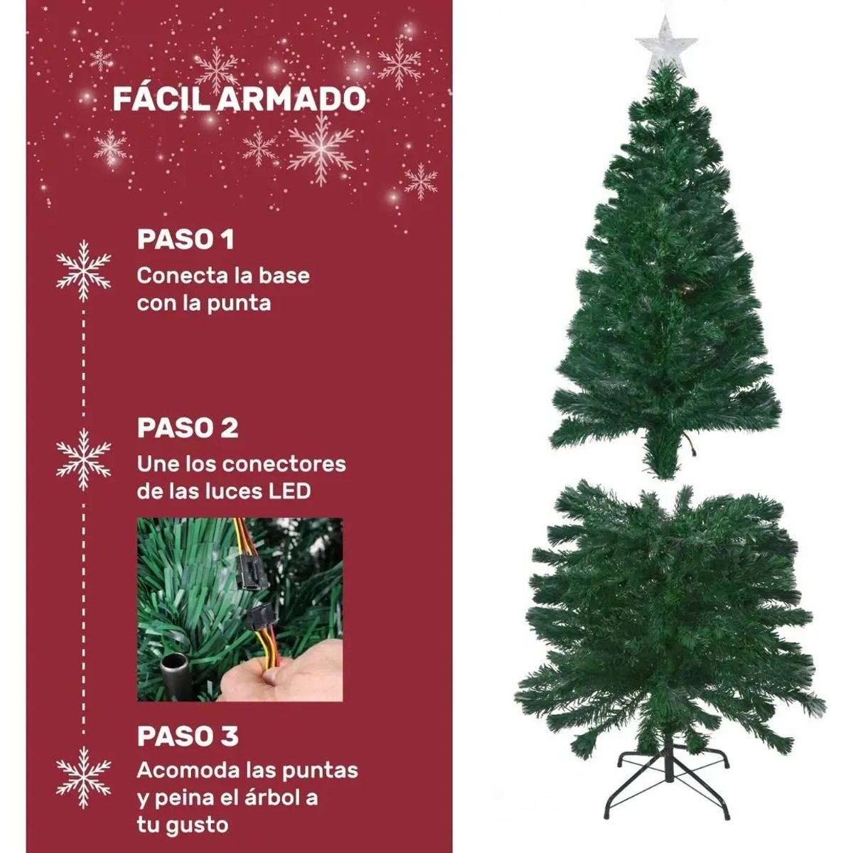JARDIMEX - Árbol De Navidad LED 180 Cm Con Luces Integradas Y Estrella Incluida Preiluminado Jardimex