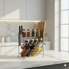 MP - Organizador Rack de Cocina Multifuncional 3 Niveles Color Negro
