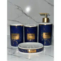 IRM - Juego de Accesorios de Baño de 4 Piezas Azul