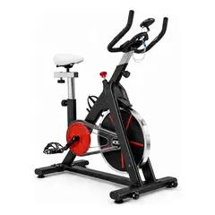 CENTURFIT - Bicicleta Spinning Estatica 8 kg Negra Soporta 150 kg Pantalla con Pulso Banda