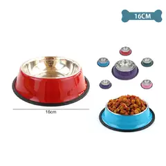 GENERAL - Plato Comedero y Bebedero de Acero Inoxidable para Mascotas 16 cm