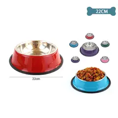 GENERAL - Plato Comedero y Bebedero de Acero Inoxidable para Mascotas 22 cm