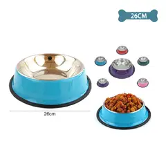 GENERAL - Plato Comedero y Bebedero de Acero Inoxidable para Mascotas 26 cm