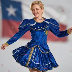 UTILISIMO - Traje Caporal Típico 2 Piezas Azul Mujer Fiestas Patrias