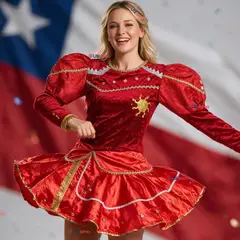 UTILISIMO - Traje Caporal Típico 2 Piezas Rojo Mujer Fiestas Patrias