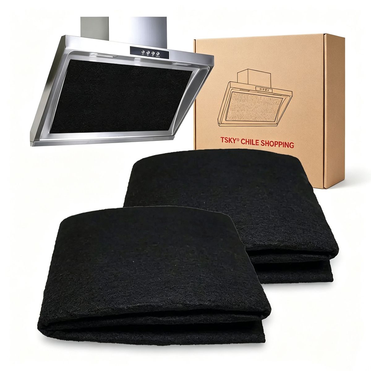 TSKY CHILE SHOPPING - Pack 2 Filtros Universales Carbón Activado Campana 60x60cm Compatible con Fensa Mademsa Trotter