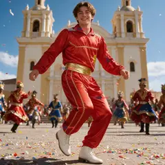 UTILISIMO - Traje Caporal Típico 2 Piezas Rojo Hombre Fiestas Patrias