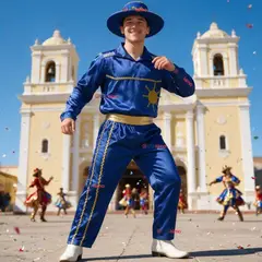 UTILISIMO - Traje Caporal Típico Completo Con Sombrero Azul Hombre Fiestas Patrias
