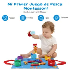 ZSPK - Juguete Montessori de Pesca para Bebé 22 Piezas - Juego Sensorial de Tela con Números, Colores