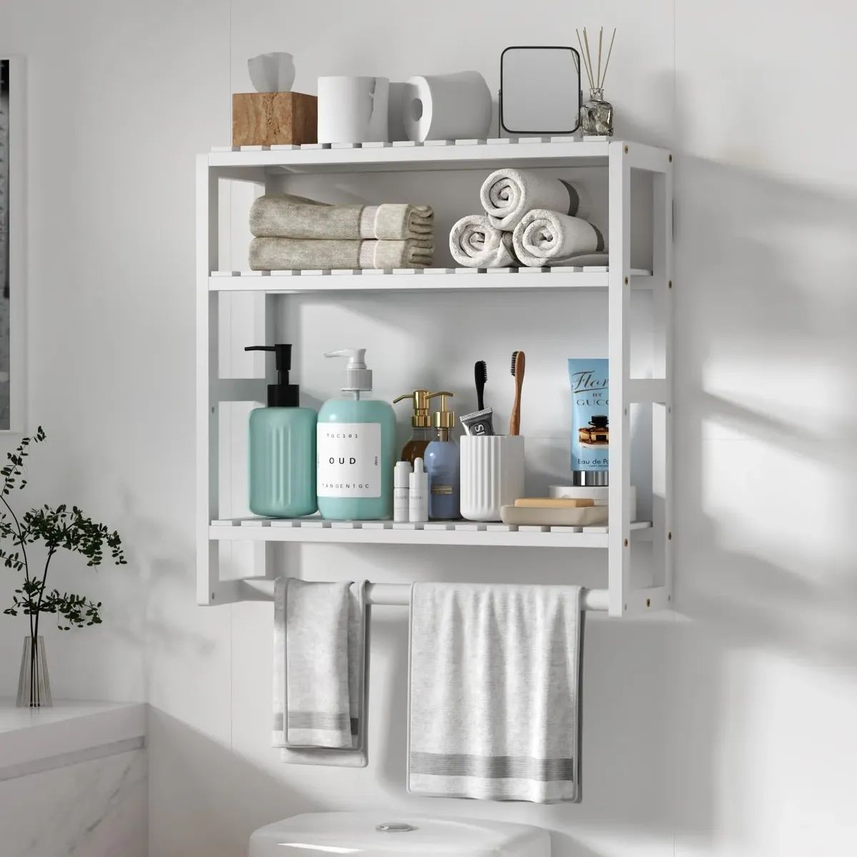 BLUEDREAMER - Toallero de baño Perchero de almacenamiento para barra de toallas