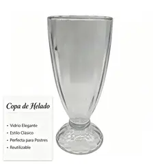 GENERICO - Vaso de vidrio para helado, copa decorativa para postres y bebidas frías