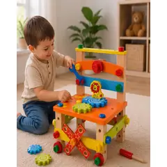 MYLHOGAR - Silla De Actividades Montessori 2 En 1 Banco De Herramientas De Madera
