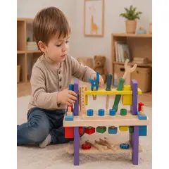 MYLHOGAR - Banco de Herramientas Madera Didáctico Montessori para Niños Juego Set