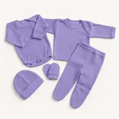 GENERAL - Ajuar 5 Piezas Liso Talla 0/3 Meses Celeste