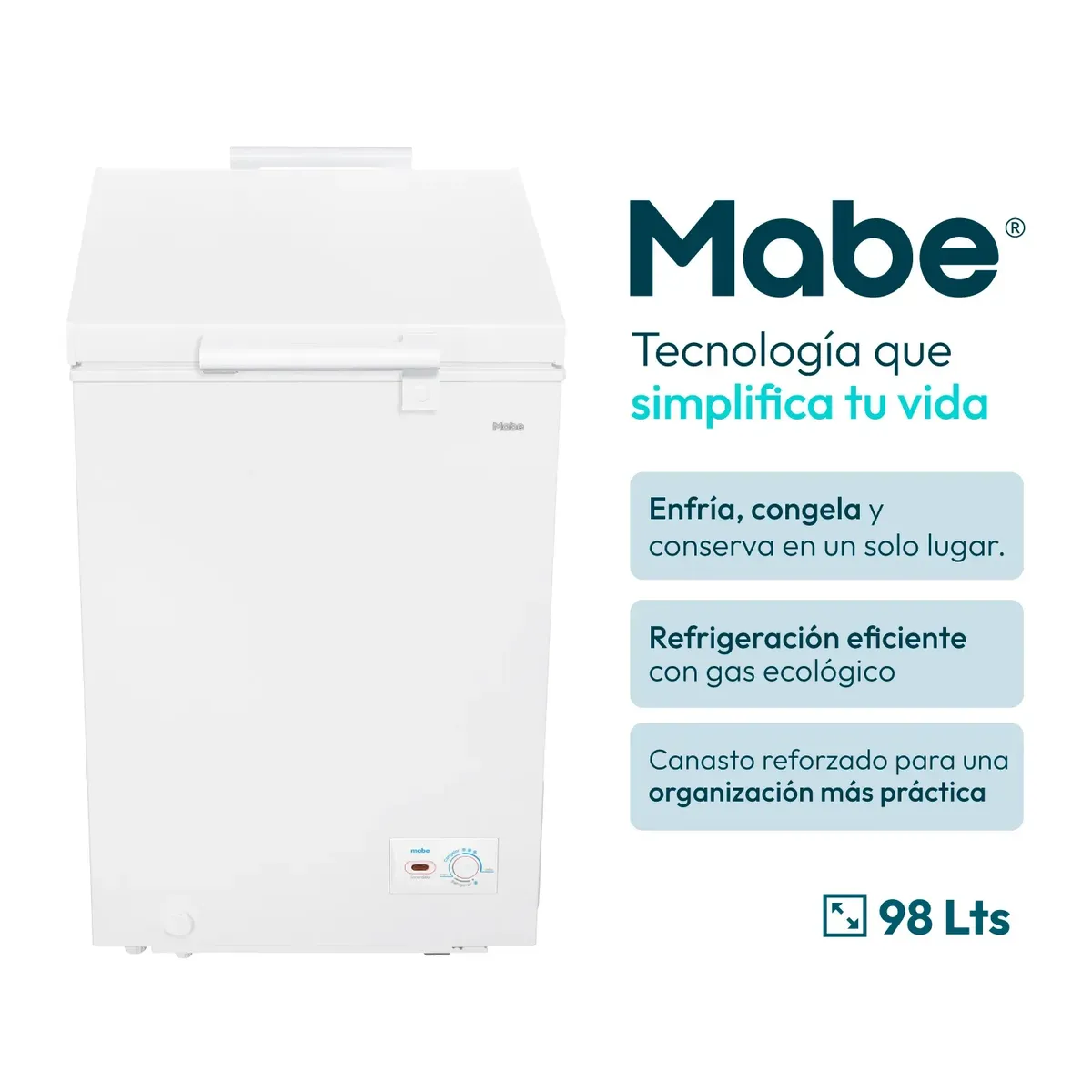 Freezer Horizontal 98L Netos Blanco Mabe FDHMHM100PPLB0, marca MABE - Foto 2