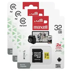 MAXELL - Pack 3 Tarjetas Micro SD 32GB CLASE 10