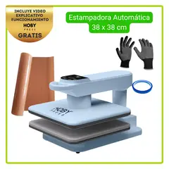 GENERICO - Estampadora Celeste plana Automatica 38x38cm Hoby Press 01