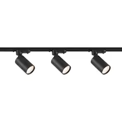 WANT - Lámpara 3 Focos Cilindros Negros Luz Cálida con Riel de 1mt