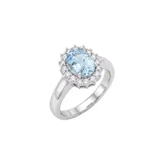 JB JOYAS BARON - Anillo de Plata Esterlina 925 Aguamarina 9mm Circon