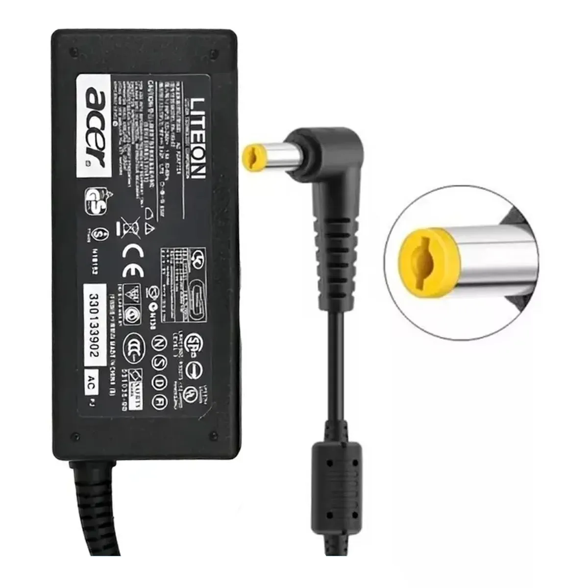 ACER - Cargador Original Acer Punta Amarilla 65W 19V 3.42A ADP-65JH DB Amarillo 5.5 mm x 2.5 mm