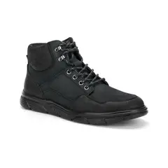 CARDINALE - Zapatilla Caña Alta Hombre X-Light Cuero Cierre Lateral Dosscourt Negro