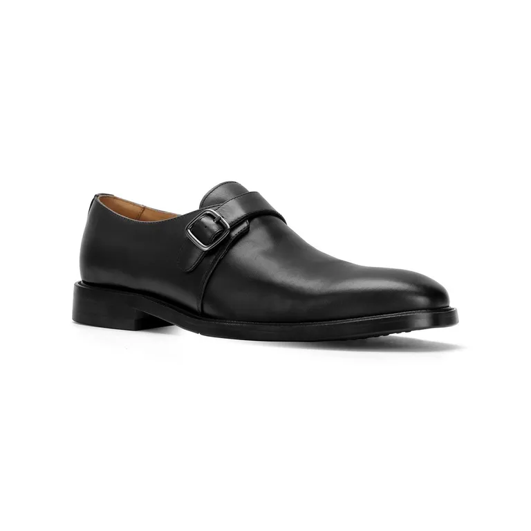 Zapato Formal Hebilla Hombre Cuero Monk Strap Laurence Negro