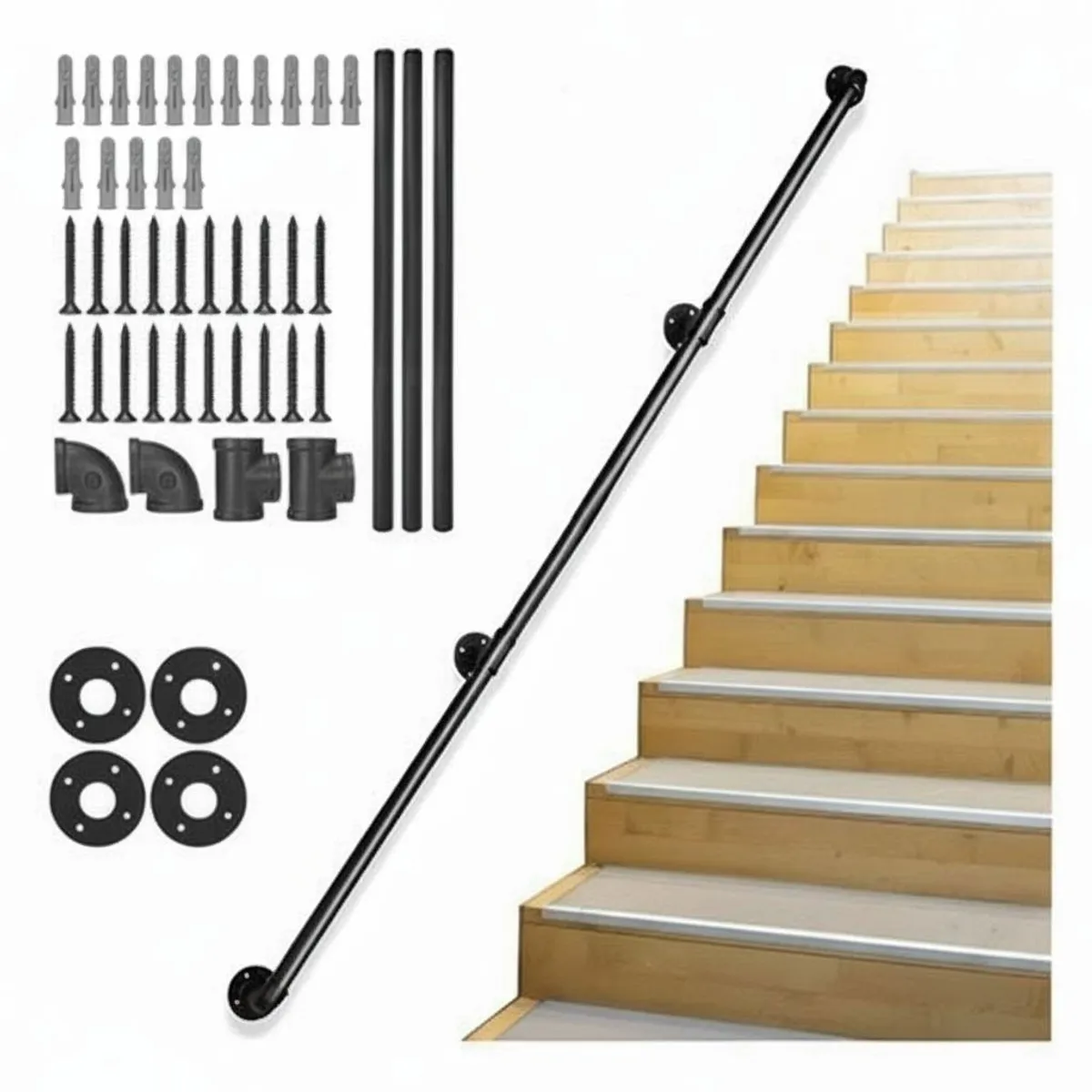 NORPLAT - Barandal Pasamanos Tubo Escaleras Metalico 3m - Norplat