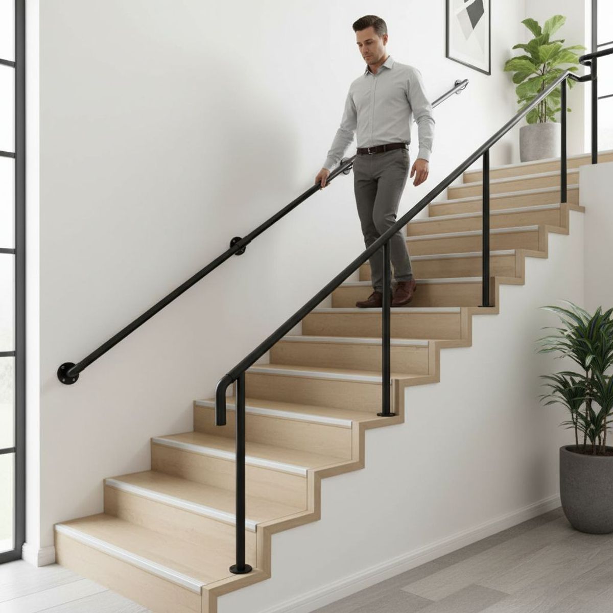 NORPLAT - Barandal Pasamanos Tubo Escaleras Metalico 3m - Norplat
