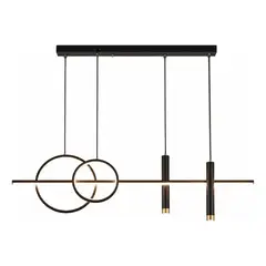GENERICO - Lámpara Colgante Led Moderna Negra Anillos Living Comedor