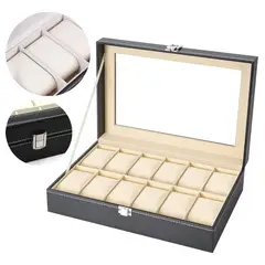 GENERICO - Caja Organizador de Reloj Alhajero Estuche para Reloj Organizador de 12 Relojes Color Negro