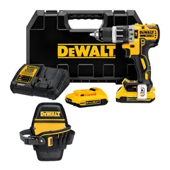 GENERICO - Kit DeWALT Taladro 20V 2Bat/Car + Porta Taladro 6 Bolsillos